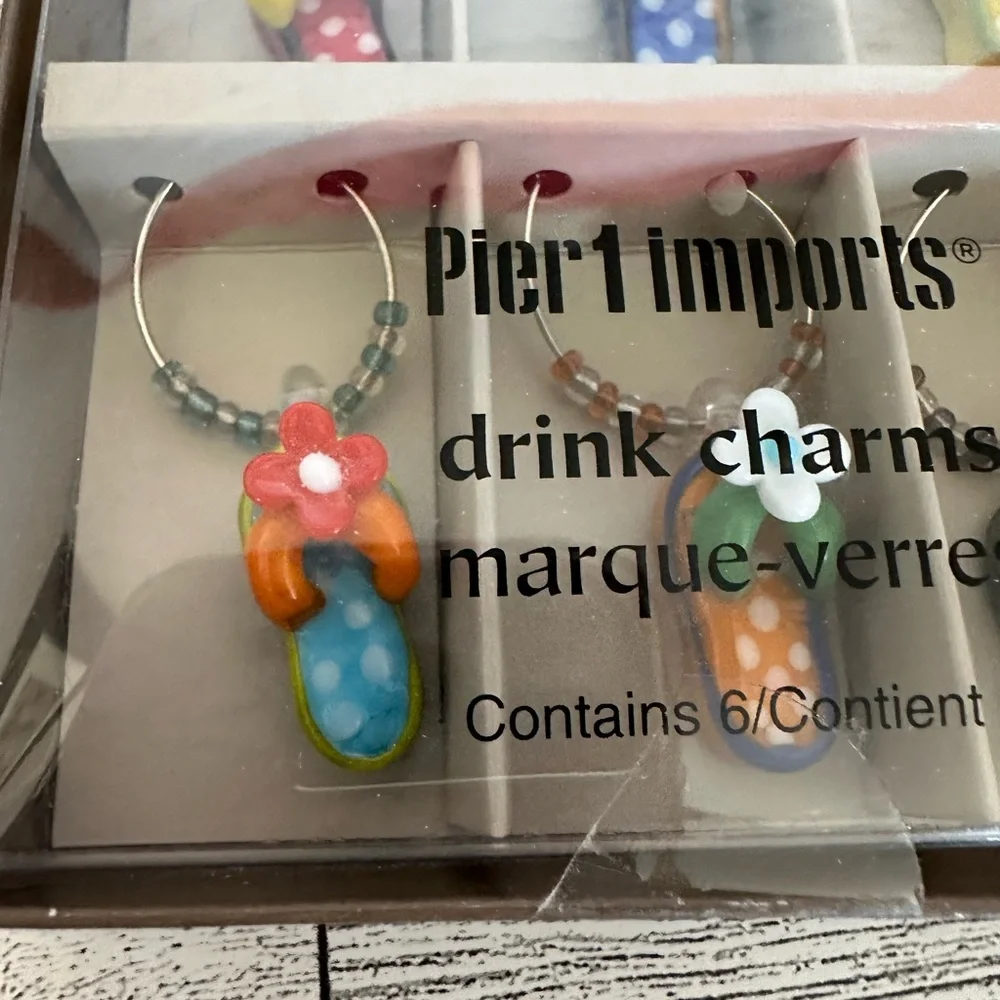 Pier 1 Colorful Sandal Flip Flop Drink Charms Set